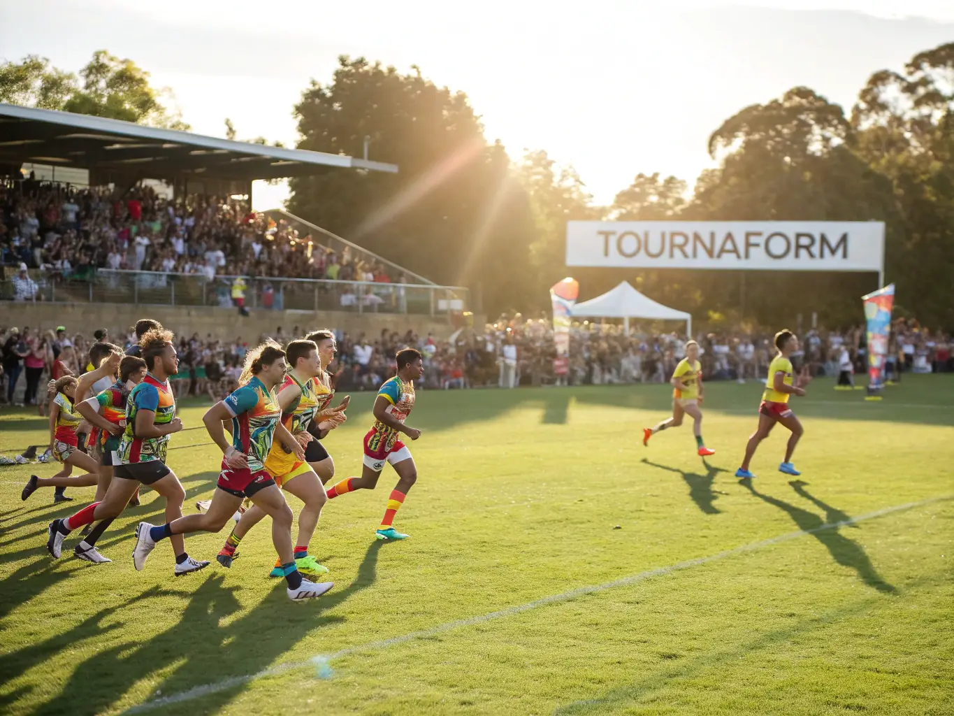 A vibrant image of athletes competing in a supported sporting event, capturing the energy and excitement of the competition.